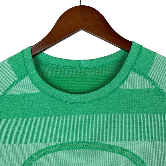 Lululemon Run Swiftly Tech Shirt T-shirt Short Sleeve Green Stripe Women's 12 - Picture 2 of 7